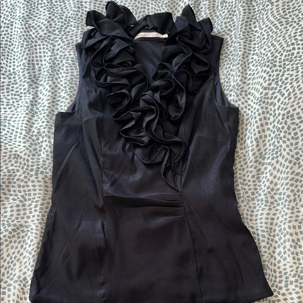 Melanie Lyne  Sleeveless Ruffled Fitted Blouse